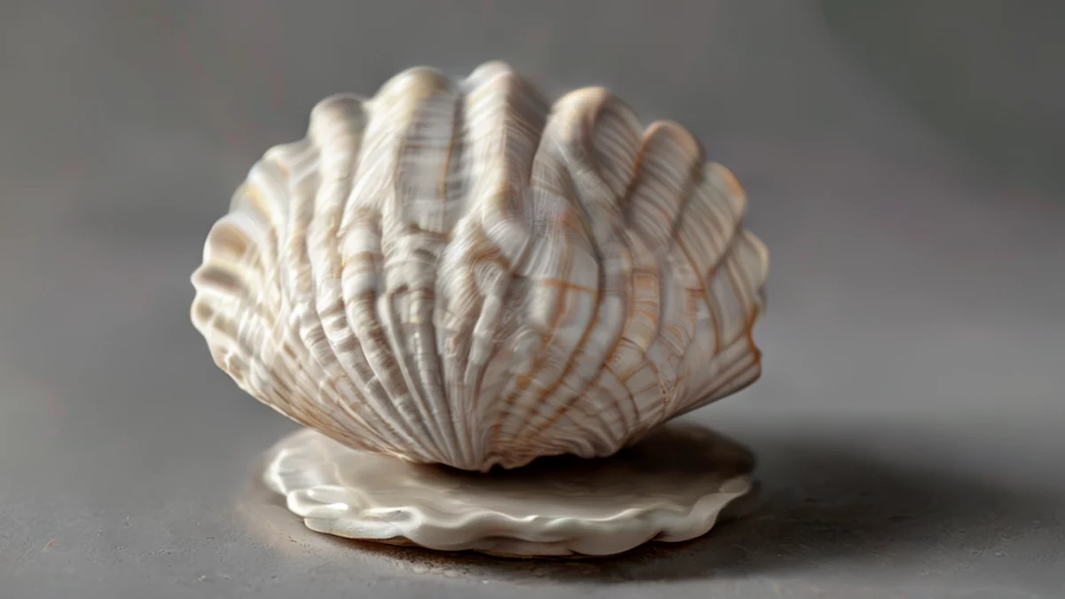 un coquillard sur un panneau, blanc et gris, forme ronde, lumière latérale chaude, champ de profondeur faible, réalisme photo, focus net, détails élevés