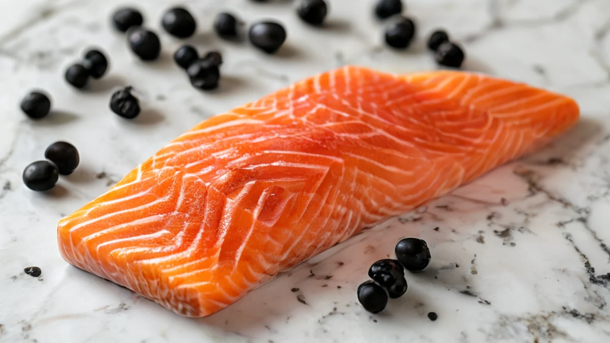 Cru filet van zalm met zwarte peper op een bord