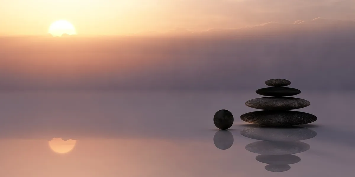 balance, stones, stack, stack of stones, reflection, mirroring, mirror image, sunset, nature, dusk, twilight, meditation, meditate, silent, sky, sun, clouds, we