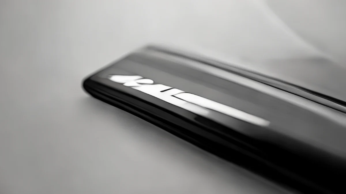 Fondo bianco semplice con un tipo di carattere moderno che mostra il tagline della marca.